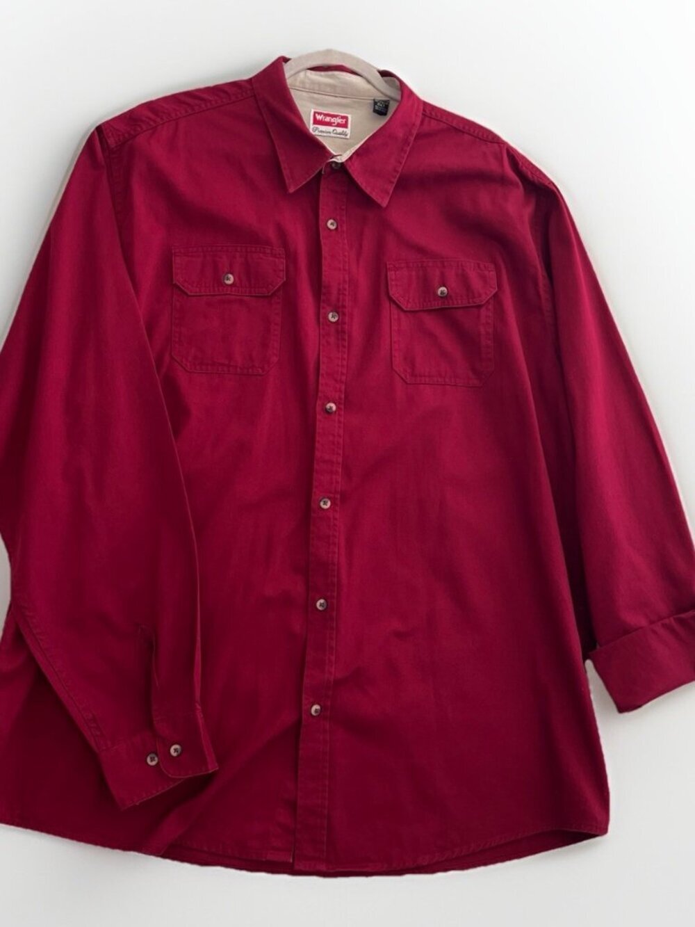 NEW Wrangler Men's Authentic Cowboy Shirt Cut Work Long Sleeve 2XT WINE 2X TALL